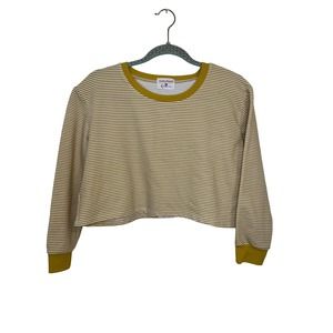 Sunflower Long Sleeve Striped Crop Top Yellow M